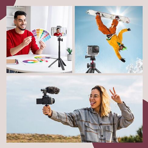 Eicaus Mini Tripod for Camera, Small Gopro Tripod with Adapters for Gopro Hero 10 9 8 7 6 5 DJI Osmo Action AKASO, Selfie Stick Webcam Stand for iPhone and Android Black in Kuwait