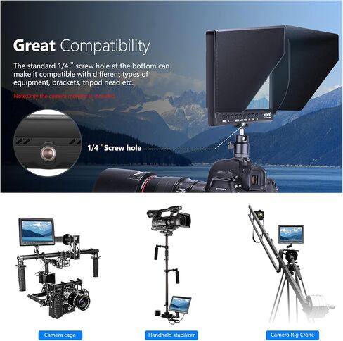 نيوير F100 7 انش 1280x800 IPS شاشة مراقبة ميدانية: تدعم الإدخال مع بطارية ليثيوم ايون قابلة لاعادة الشحن 2600mAh، شاحن بطارية USB لكاميرا DSLR / كاميرا الفيديو in Kuwait