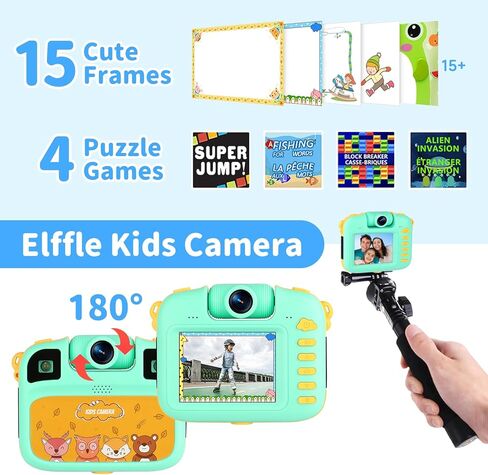 كاميرا أطفال 1080 بكسل، كاميرا مقاومة للماء للأطفال تحت الماء، هدايا كاميرا رقمية للأطفال للأولاد والبنات من سن 3 إلى 13 عامًا، كاميرا فيديو صغيرة عالية الدقة للأطفال بشاشة IPS 2.4 بوصة مع بطاقة 32 جيجابايت وغطاء سيليكون ناعم in Kuwait
