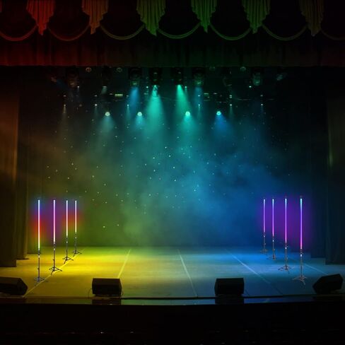YUNKE 4 عبوات من مصابيح LED المحمولة وألوان RGB مع حوامل، عصا إضاءة فيديو تعمل بالبطارية والتحكم عن بعد مع تأثيرات حية لنادي الرقص ولعبة التلفزيون والبار الليلي واليوتيوب in Kuwait