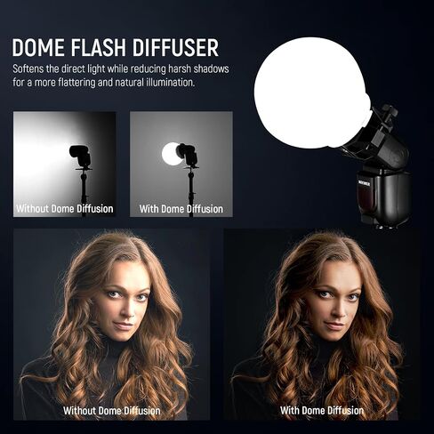 NEEWER CRS6 Softbox Diffusion Dome مع 3 حلقات محول، متوافقة مع Godox V1 NEEWER Z1 Z2 فلاش الرأس المستدير وSpeedlite Z760 والمزيد، حامل NEEWER لإضاءة الفيديو MS60B MS60C MS150B in Saudi Arabia