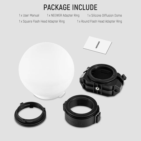 NEEWER CRS6 Softbox Diffusion Dome مع 3 حلقات محول، متوافقة مع Godox V1 NEEWER Z1 Z2 فلاش الرأس المستدير وSpeedlite Z760 والمزيد، حامل NEEWER لإضاءة الفيديو MS60B MS60C MS150B in Saudi Arabia