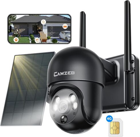 Newest 4G LTE Cellular Security Camera Outdoor System, No WiFi Solar Powered Security Camera Outside, 2K Color Night Vision for Surveillance Home, PIR Motion Detect, 2-Way Talk with SIM Card in Kuwait
