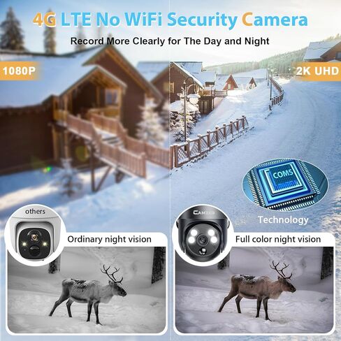 Newest 4G LTE Cellular Security Camera Outdoor System, No WiFi Solar Powered Security Camera Outside, 2K Color Night Vision for Surveillance Home, PIR Motion Detect, 2-Way Talk with SIM Card in Kuwait