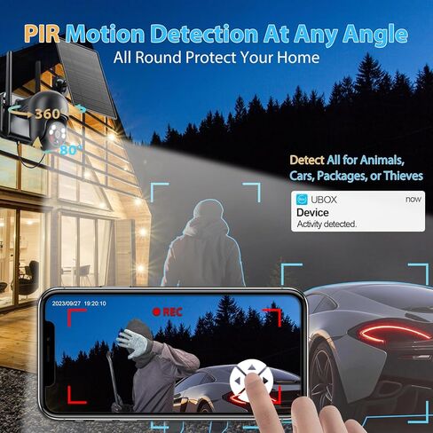 Newest 4G LTE Cellular Security Camera Outdoor System, No WiFi Solar Powered Security Camera Outside, 2K Color Night Vision for Surveillance Home, PIR Motion Detect, 2-Way Talk with SIM Card in Kuwait