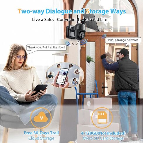 Newest 4G LTE Cellular Security Camera Outdoor System, No WiFi Solar Powered Security Camera Outside, 2K Color Night Vision for Surveillance Home, PIR Motion Detect, 2-Way Talk with SIM Card in Kuwait