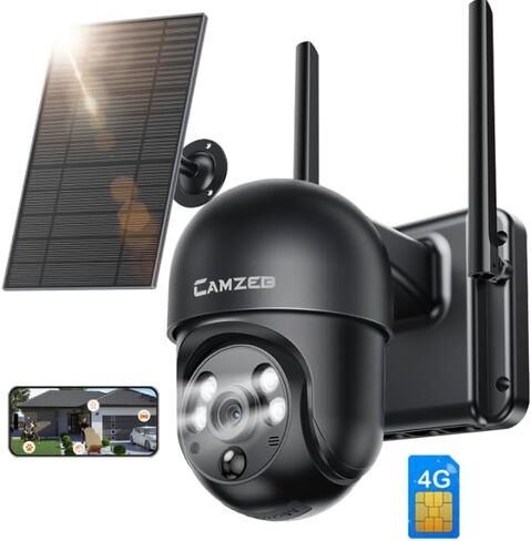 Newest 4G LTE Cellular Security Camera Outdoor System, No WiFi Solar Powered Security Camera Outside, 2K Color Night Vision for Surveillance Home, PIR Motion Detect, 2-Way Talk with SIM Card in Kuwait