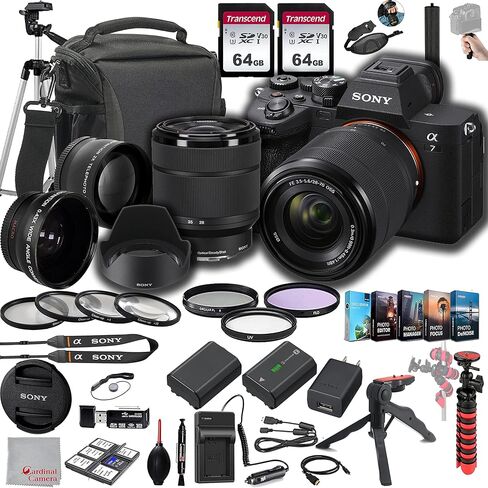Sony a7 IV Mirrorless Digital Camera 33MP w/ 28-70mmmm Lens ILCE-7M4K/B, 128GB Memory.43 Wide & 2X Lenses, Case. Tripod, Filters, Hood, Grip,Spare Battery & Charger, Software Kit -Deluxe Bundle in Saudi Arabia