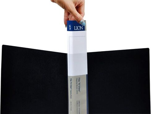 دفتر عرض العروض التقديمية Lion File-N-View، 24 جيبًا، أسود، كتاب واحد (41024-BK) in Saudi Arabia