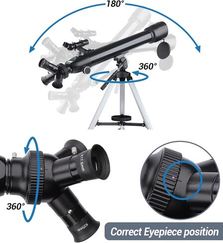 Telescope, 70mm Aperture 700mm AZ Mount Astronomical Refracting HD Telescope for Adults Kids Beginners, Telescope with Adjustable Tripod, Nylon Bag, Phone Adapter in Saudi Arabia