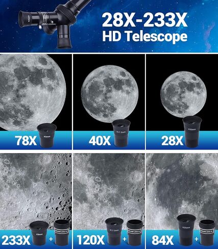 Telescope, 70mm Aperture 700mm AZ Mount Astronomical Refracting HD Telescope for Adults Kids Beginners, Telescope with Adjustable Tripod, Nylon Bag, Phone Adapter in Saudi Arabia