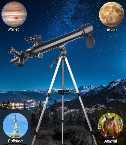 Telescope, 70mm Aperture 700mm AZ Mount Astronomical Refracting HD Telescope for Adults Kids Beginners, Telescope with Adjustable Tripod, Nylon Bag, Phone Adapter in Saudi Arabia