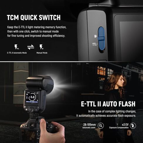 NEEWER Z2-C 2.4G TTL Round Head Flash Speedlite لـ Canon، واجهة مستخدم مطورة، 2 مصابيح نمذجة قابلة للتعديل، مفتاح TTL/M سريع التبديل TCM، 76Ws Speedlight 1/8000s HSS 7.4V/2600mAh بطارية 480 فلاش طاقة كاملة in Kuwait