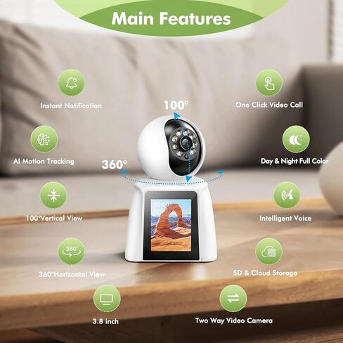كاميرا فيديو داخلية نازريو 2K، [فيديو ثنائي الاتجاه] كاميرا أمان منزلية واي فاي للطفل/كبار السن/المربية مع تطبيق الهاتف، 2.4 جيجا هرتز كشف الحركة 360 درجة، رؤية ليلية كاملة الألوان، إنذار صفارات الإنذار، التتبع التلقائي in Kuwait
