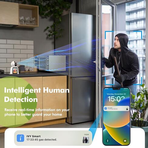 كاميرا فيديو داخلية نازريو 2K، [فيديو ثنائي الاتجاه] كاميرا أمان منزلية واي فاي للطفل/كبار السن/المربية مع تطبيق الهاتف، 2.4 جيجا هرتز كشف الحركة 360 درجة، رؤية ليلية كاملة الألوان، إنذار صفارات الإنذار، التتبع التلقائي in Kuwait