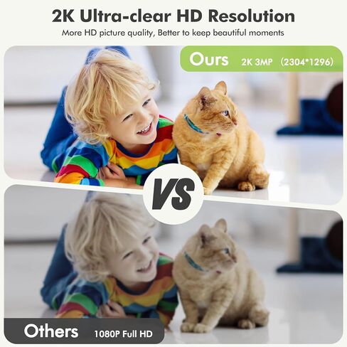 كاميرا فيديو داخلية نازريو 2K، [فيديو ثنائي الاتجاه] كاميرا أمان منزلية واي فاي للطفل/كبار السن/المربية مع تطبيق الهاتف، 2.4 جيجا هرتز كشف الحركة 360 درجة، رؤية ليلية كاملة الألوان، إنذار صفارات الإنذار، التتبع التلقائي in Kuwait
