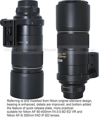 عدسة iShoot - حلقة تثبيت ثلاثية القوائم لكاميرا Nikon AF 80-400 مم f/4.5-5.6D ED VR وNikon AF-S 300mm f/4D IF-ED - الجزء السفلي هو خاصية إعادة طلاء الكاميرا السريع in Kuwait