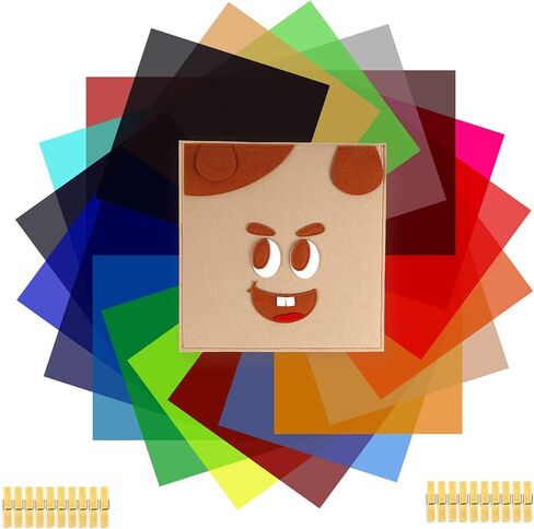 20 حزمة من مرشحات جل تصحيح الألوان - مرشح جل ملون 10 × 10 بوصة لتأثير الإضاءة، 20 لونًا متنوعًا، ورقة فلتر إضاءة ملونة شفافة in Kuwait