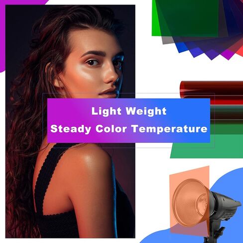 20 حزمة من مرشحات جل تصحيح الألوان - مرشح جل ملون 10 × 10 بوصة لتأثير الإضاءة، 20 لونًا متنوعًا، ورقة فلتر إضاءة ملونة شفافة in Kuwait