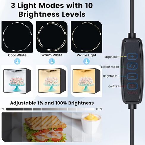 Portable Mini Photo Studio Light Box for Photography, Foldable PVC Shooting Tent Kit with 2 LED Panels, 6500K Lighting Booth, 6 Color Backdrops for Jewelry and Small Items in Kuwait