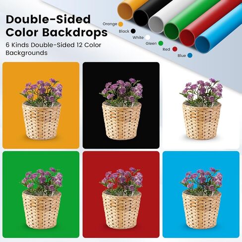 Portable Mini Photo Studio Light Box for Photography, Foldable PVC Shooting Tent Kit with 2 LED Panels, 6500K Lighting Booth, 6 Color Backdrops for Jewelry and Small Items in Kuwait