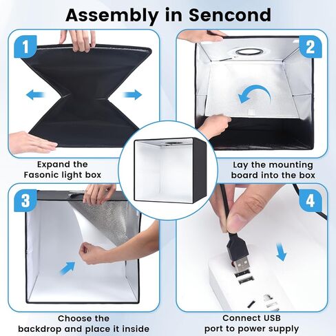 Portable Mini Photo Studio Light Box for Photography, Foldable PVC Shooting Tent Kit with 2 LED Panels, 6500K Lighting Booth, 6 Color Backdrops for Jewelry and Small Items in Kuwait