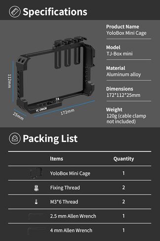 قفص بصل YC متوافق مع YoloBox Mini - مصنوع من سبائك الألومنيوم، خفيف الوزن/سهل التركيب in Kuwait