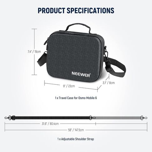 Neewer Waterproof Storage Case for Osmo Mobile 6, Portable Shoulder Bag Travel Case with Inner Pocket & Shockproof Cushion, Compatible with DJI Osmo Mobile 6 Gimbal Stabilizer Accessories, PB002 in Saudi Arabia