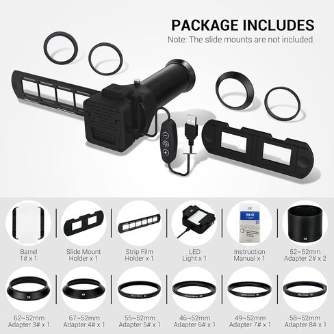 JJC Film Digitizer Scanner w/Backlight for 35mm Slide Negative to Digital | Holds 35mm Film Strips & Mounted Slides, with 10-Level Brightness LED light, for Canon Nikon Sony Olympus Macro Lenses in Kuwait