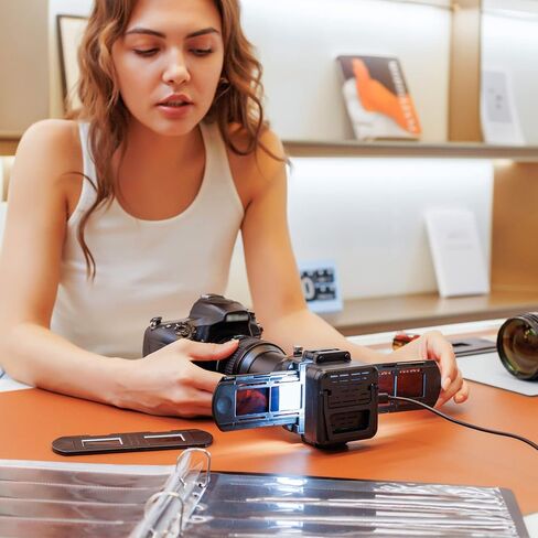 JJC Film Digitizer Scanner w/Backlight for 35mm Slide Negative to Digital | Holds 35mm Film Strips & Mounted Slides, with 10-Level Brightness LED light, for Canon Nikon Sony Olympus Macro Lenses in Kuwait