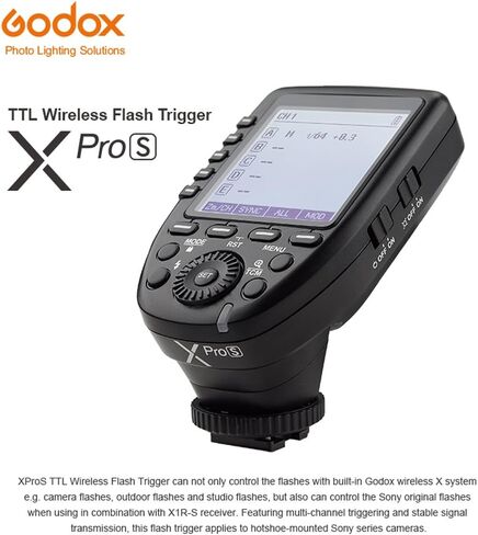 Godox XPro-S TTL Wireless Flash Trigger for Sony Camera, 2.4G Wirless Flash Transmitter HSS 1/8000s, TTL-Convert-Manual Function, 11 Customizable Functions, Big LCD Screen, 16 Groups and 32 Channels in Kuwait