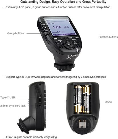 Godox XPro-S TTL Wireless Flash Trigger for Sony Camera, 2.4G Wirless Flash Transmitter HSS 1/8000s, TTL-Convert-Manual Function, 11 Customizable Functions, Big LCD Screen, 16 Groups and 32 Channels in Kuwait