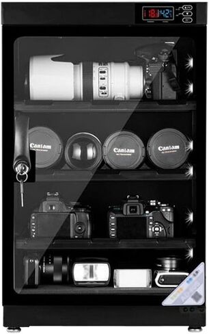 انت باينج عدسة كاميرا 4 طبقات 80 لتر لازالة الرطوبة في الخزانة الجافة مع تحكم رقمي وصندوق جاف بدون ضوضاء لتوفير الطاقة لتخزين عدسات الكاميرا والمعدات الالكترونية in Kuwait