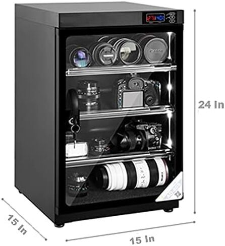 انت باينج عدسة كاميرا 4 طبقات 80 لتر لازالة الرطوبة في الخزانة الجافة مع تحكم رقمي وصندوق جاف بدون ضوضاء لتوفير الطاقة لتخزين عدسات الكاميرا والمعدات الالكترونية in Kuwait