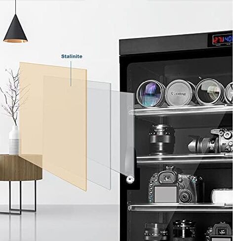 انت باينج عدسة كاميرا 4 طبقات 80 لتر لازالة الرطوبة في الخزانة الجافة مع تحكم رقمي وصندوق جاف بدون ضوضاء لتوفير الطاقة لتخزين عدسات الكاميرا والمعدات الالكترونية in Kuwait