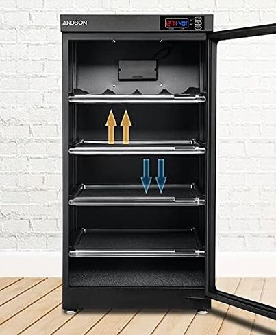 انت باينج عدسة كاميرا 4 طبقات 80 لتر لازالة الرطوبة في الخزانة الجافة مع تحكم رقمي وصندوق جاف بدون ضوضاء لتوفير الطاقة لتخزين عدسات الكاميرا والمعدات الالكترونية in Kuwait