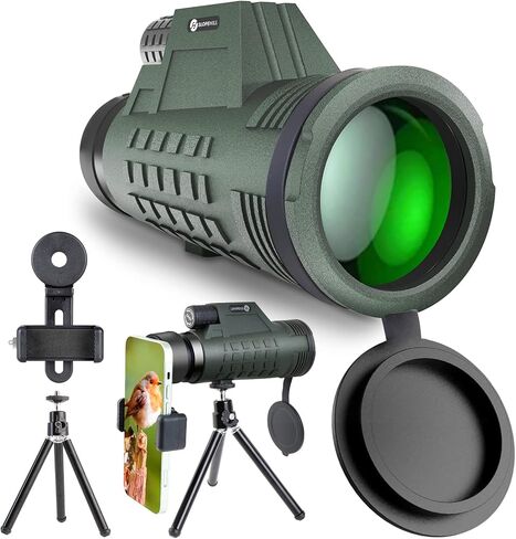 تلسكوب أحادي العين للبالغين عالي الطاقة، أحادي النجوم لمحول الهاتف الذكي مع حامل ثلاثي القوائم، منظار أحادي محمول عالي الدقة 12 × 42 لمشاهدة الطيور والسفر والتخييم والمشي لمسافات طويلة in Kuwait