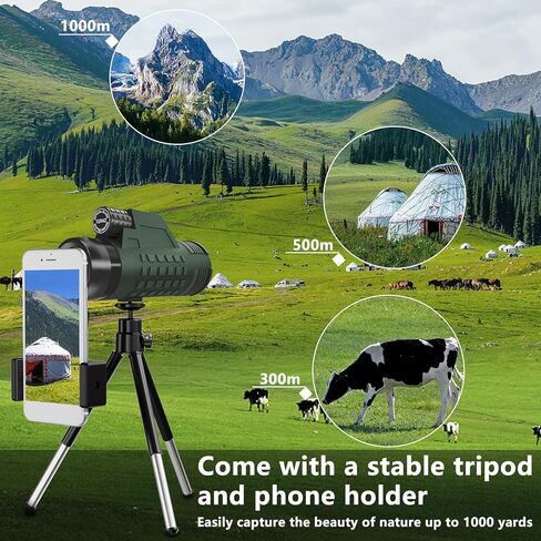 تلسكوب أحادي العين للبالغين عالي الطاقة، أحادي النجوم لمحول الهاتف الذكي مع حامل ثلاثي القوائم، منظار أحادي محمول عالي الدقة 12 × 42 لمشاهدة الطيور والسفر والتخييم والمشي لمسافات طويلة in Kuwait