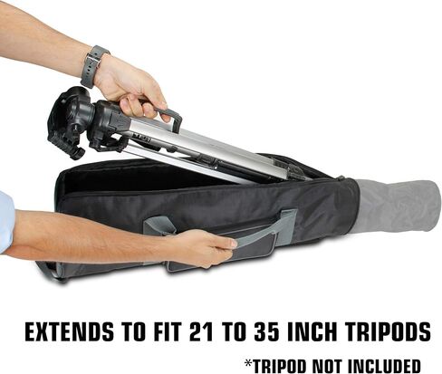 USA Gear Padded Tripod Case Bag - Holds Tripods from 21 to 35 inches - Adjustable Size Extension, Storage Pocket and Shoulder Strap for Professional Camera Accessories and Photo Carrying Needs in Saudi Arabia