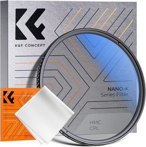 K&F Concept 46mm Circular Polarizer Lens Filter Ultra-Slim Optical Glass | 18 Multi-Coated Circular Polarizing Filter for Camera Lens with Cleaning Cloth (K Series) FC301 in Kuwait