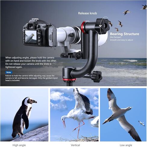 نيوير راس ثلاثي القوائم احترافي شديد التحمل من الياف الكربون GM100 مع لوحة سريعة الفك 1/4 انش، هيكل محمل يدعم تصوير بانورامي اكثر سلاسة 360 درجة لكاميرا دي اس ال ار حتى 30 باوند/13.6 كغم in Kuwait