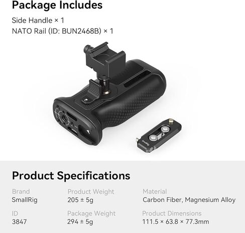 سمول رينج مقبض جانبي عالمي لليسار واليمين من ناتو، مقبض جانبي دوار 360 درجة مع قضيب ناتو، مقبض جانبي سريع الفك لقفص الكاميرا، 205 غرام فقط كحد اقصى. تحميل 5 كجم - 3847 in Kuwait