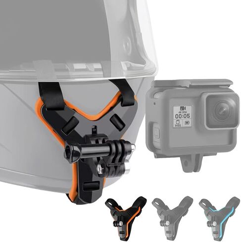 Motorcycle Helmet Chin Strap Mount Compatible with GoPro Hero 13, 12, 11, 10, 9, 8, 7, (2018), 6, Hero Black, DJI Osmo Action 5 pro/4/3/2,Insta360 ONER AKASO Campark YI and More（Black） in Saudi Arabia