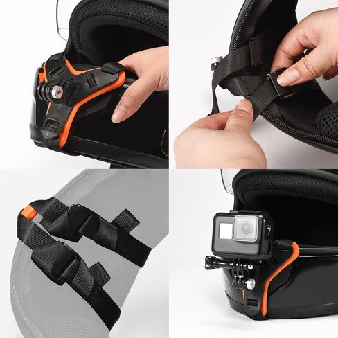 Motorcycle Helmet Chin Strap Mount Compatible with GoPro Hero 13, 12, 11, 10, 9, 8, 7, (2018), 6, Hero Black, DJI Osmo Action 5 pro/4/3/2,Insta360 ONER AKASO Campark YI and More（Black） in Saudi Arabia