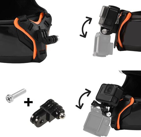 Motorcycle Helmet Chin Strap Mount Compatible with GoPro Hero 13, 12, 11, 10, 9, 8, 7, (2018), 6, Hero Black, DJI Osmo Action 5 pro/4/3/2,Insta360 ONER AKASO Campark YI and More（Black） in Saudi Arabia