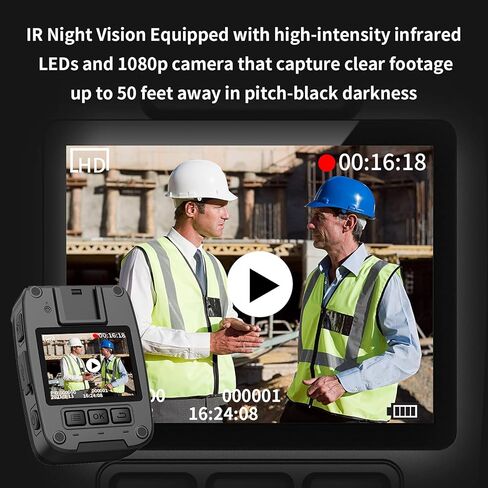 كاميرا الجسم QUNVAL 1080P HD للشرطة، كاميرا الجسم بذاكرة 64 جيجا، كاميرات الجسم مع رؤية صوتية وليلية، كاميرا الجسم مع تسجيل صوتي يمكن ارتداؤها، كاميرا جسم مقاومة للماء لإنفاذ القانون in Kuwait