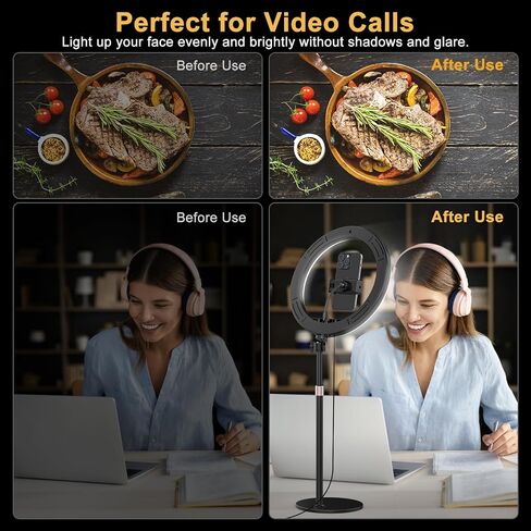 10.3" Selfie Ring Light with Stand and Phone Holder, Desk Tripod, 29 RGB Lighting Modes, Remote for iPhone &Android Camera. LED Halo Light for Photo, Video Recording, TikTok. Circle Ringlight Dimmable in Kuwait