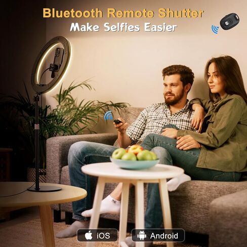 10.3" Selfie Ring Light with Stand and Phone Holder, Desk Tripod, 29 RGB Lighting Modes, Remote for iPhone &Android Camera. LED Halo Light for Photo, Video Recording, TikTok. Circle Ringlight Dimmable in Kuwait