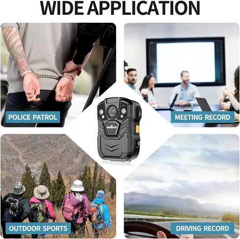 1296P UHD Body Camera with Audio (Build-in 64GB), 2 Inch Display, Night Vision, Waterproof, Shockproof, Body Worn Camera with Compact Design in Kuwait