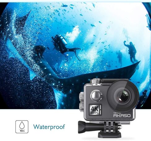 AKASO V50 Elite 4K60fps شاشة تعمل باللمس واي فاي عمل الكاميرا التحكم الصوتي EIS 131 قدم كاميرا مقاومة للماء 8X التكبير التحكم عن بعد in Kuwait